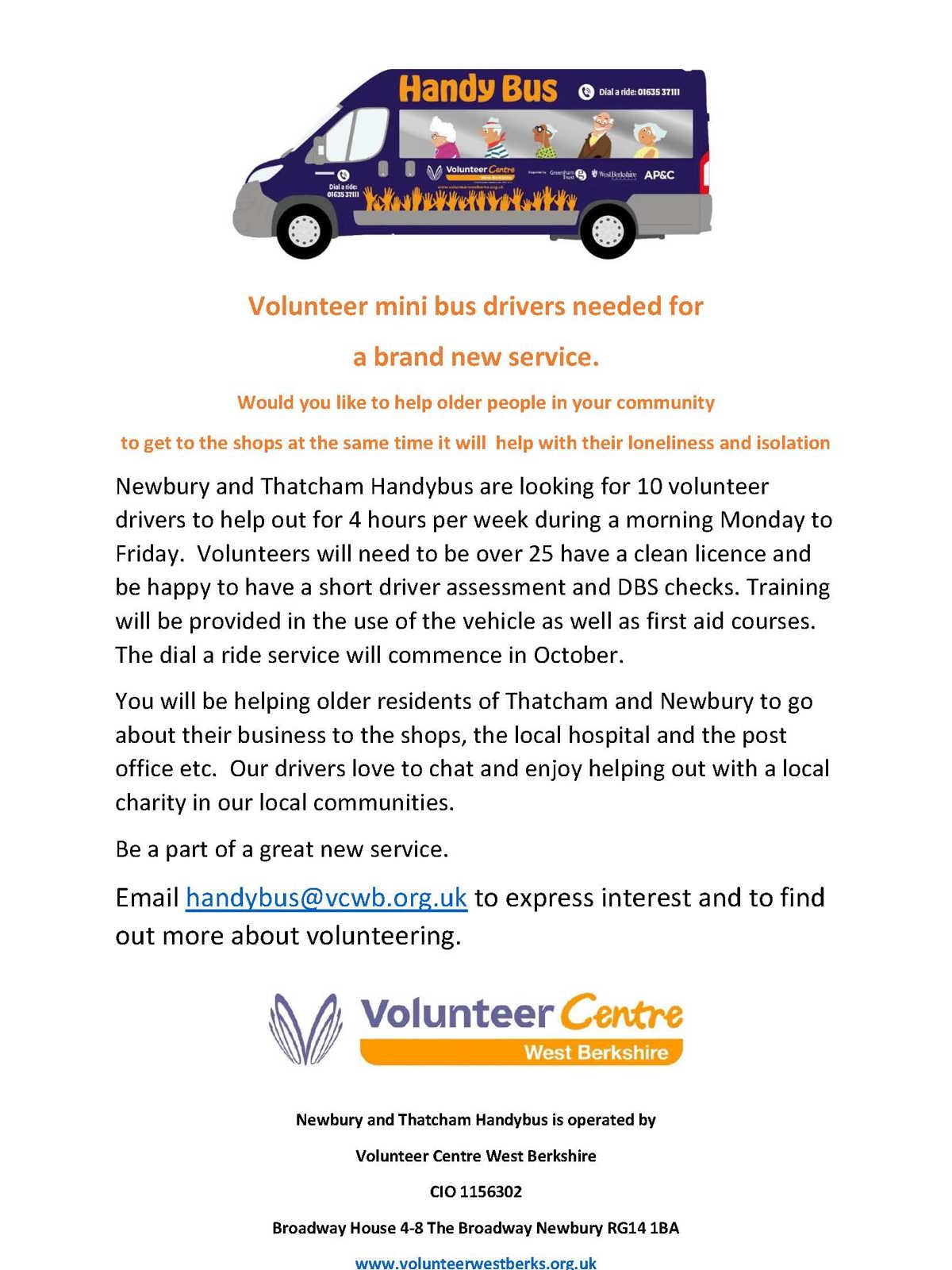 Volunteer Mini Bus Drivers Needed